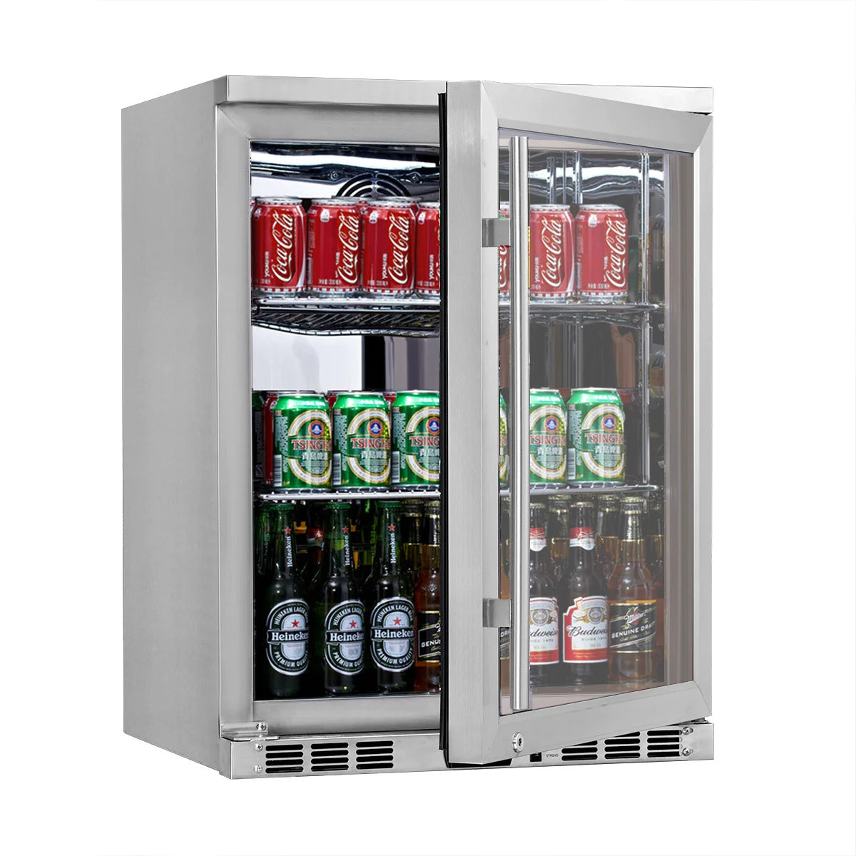 KingsBottle | 24" Wide Undercounter Stainless Steel 126 Can/96 Bottle Beverage Fridge