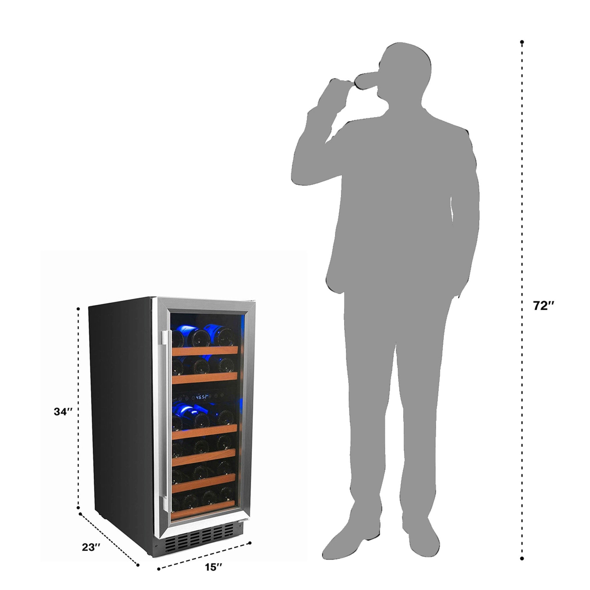 Smith&Hanks RE100006 | 15" Wide Dual Zone Stainless Steel 32 Bottle Wine Fridge