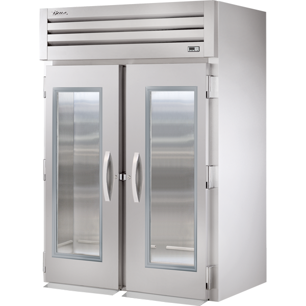 True STR2RRI-2G | 68" Wide 2 Glass Door Top Mount Roll-In Refrigerator