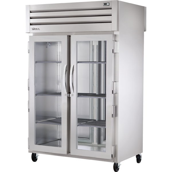 True STA2RPT-2G-2S-HC | 53" Wide 2 Glass 2 Solid Door Top Mount Pass-Thru Refrigerator