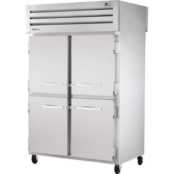 True STR2RPT-4HS-2G-HC | 53" Wide 4 Solid 2 Glass Door Top Mount Pass-Thru Refrigerator