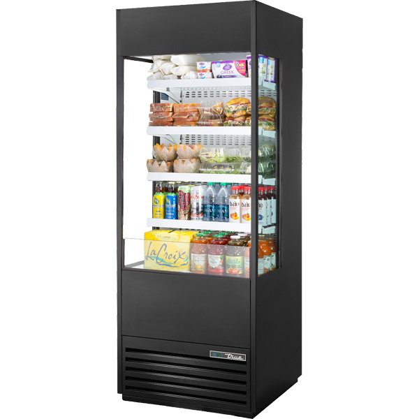 True TOAM-30GS-HC~NSL01 | 30" Wide Open Air Black Merchandiser Refrigerator