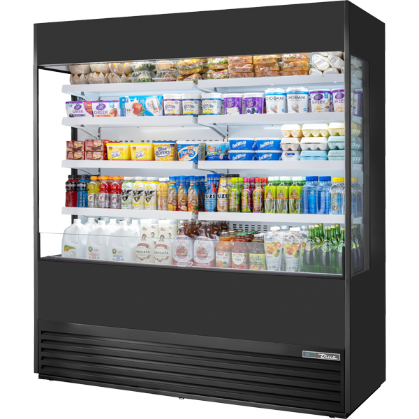 True TOAM-72GS-HC~NSL01 | 72" Wide Open Air Black Merchandiser Refrigerator