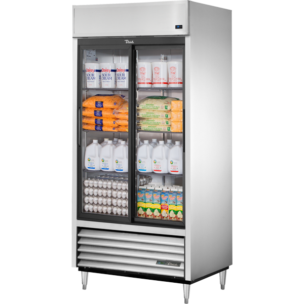 True | 40" Wide 2 Sliding Door Bottom Mount Reach-In Refrigerator