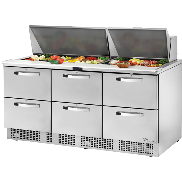 True TFP-72-30M-D-6~SPEC3 | 72" Wide 6 Drawer Sandwich/Pizza Prep Table