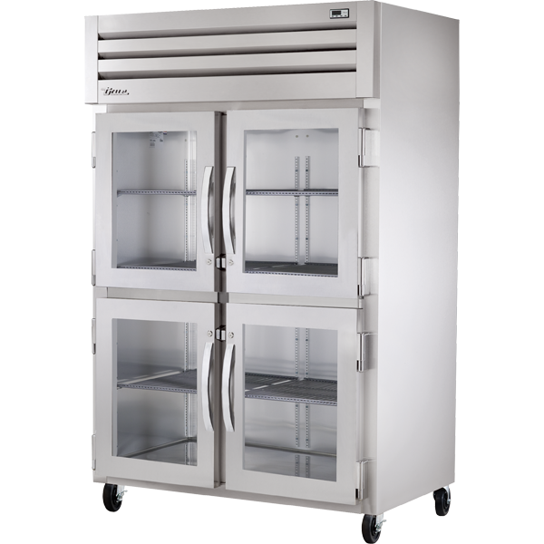 True STR2R-4HG-HC | 53" Wide 4 Glass Door Top Mount Reach-In Refrigerator