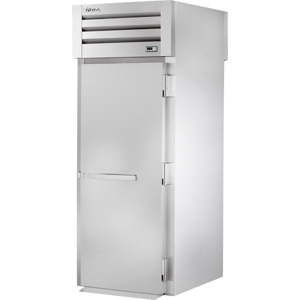 True STG1RRT89-1S-1S | 35" Wide 2 Solid Door Top Mount Roll-Thru Refrigerator