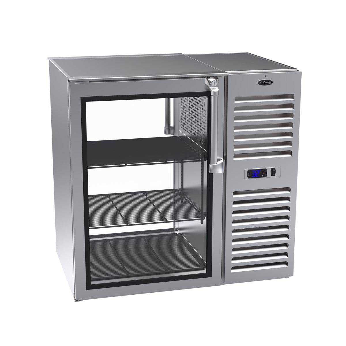 Krowne | 36" Wide 2 Glass Door Self Contained Stainless Steel Pass-Thru Back Bar