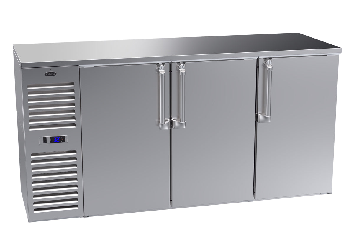 Krowne | 72" Wide Narrow 6 Door Self Contained Stainless Steel Pass-Thru Back Bar