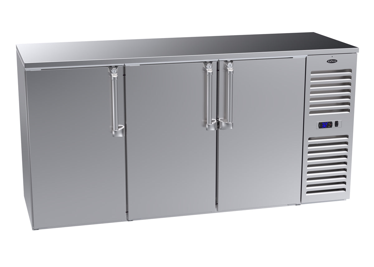 Krowne | 72" Wide Narrow 6 Door Self Contained Stainless Steel Pass-Thru Back Bar