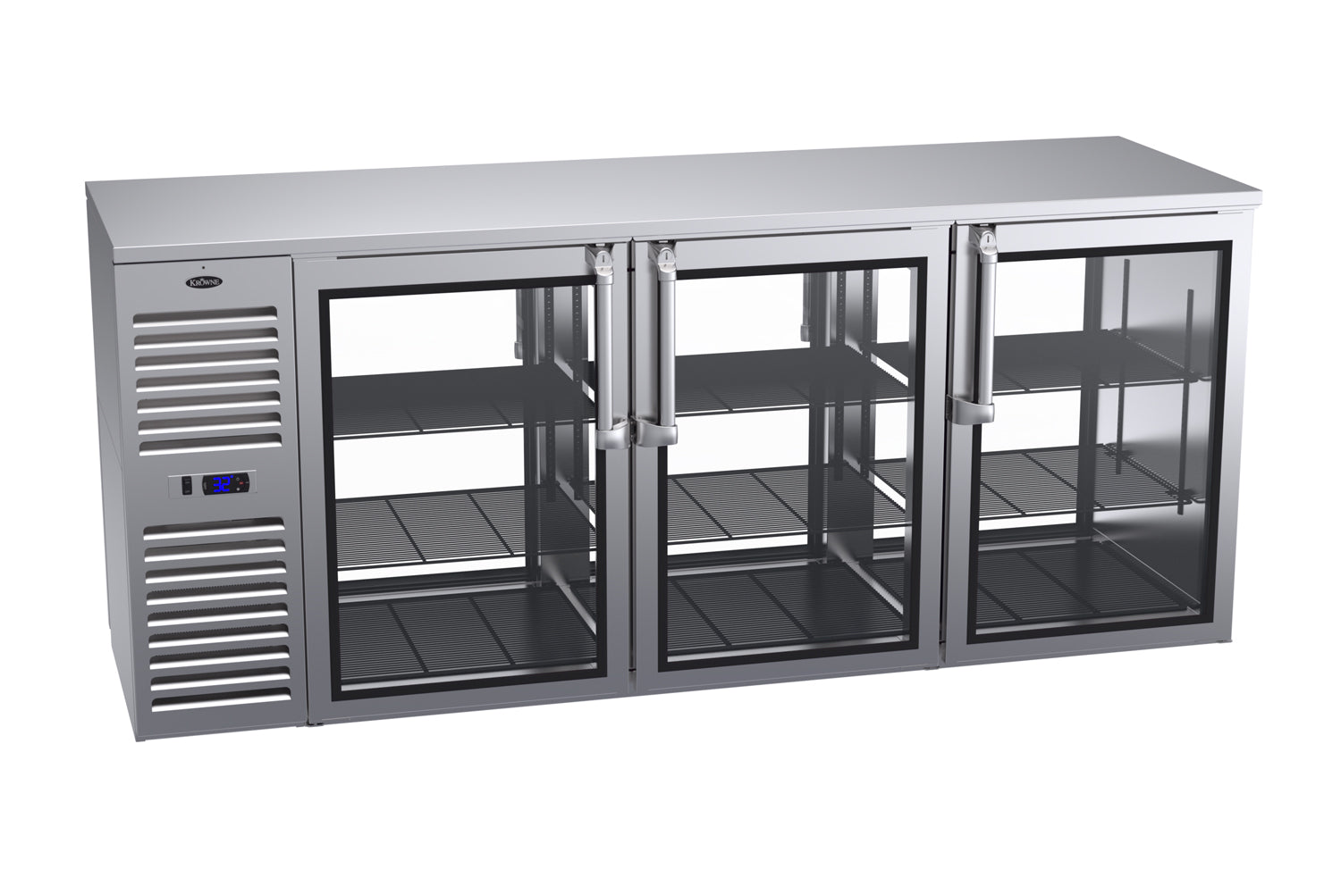 Krowne | 84" Wide 6 Glass Door Self Contained Stainless Steel Pass-Thru Back Bar