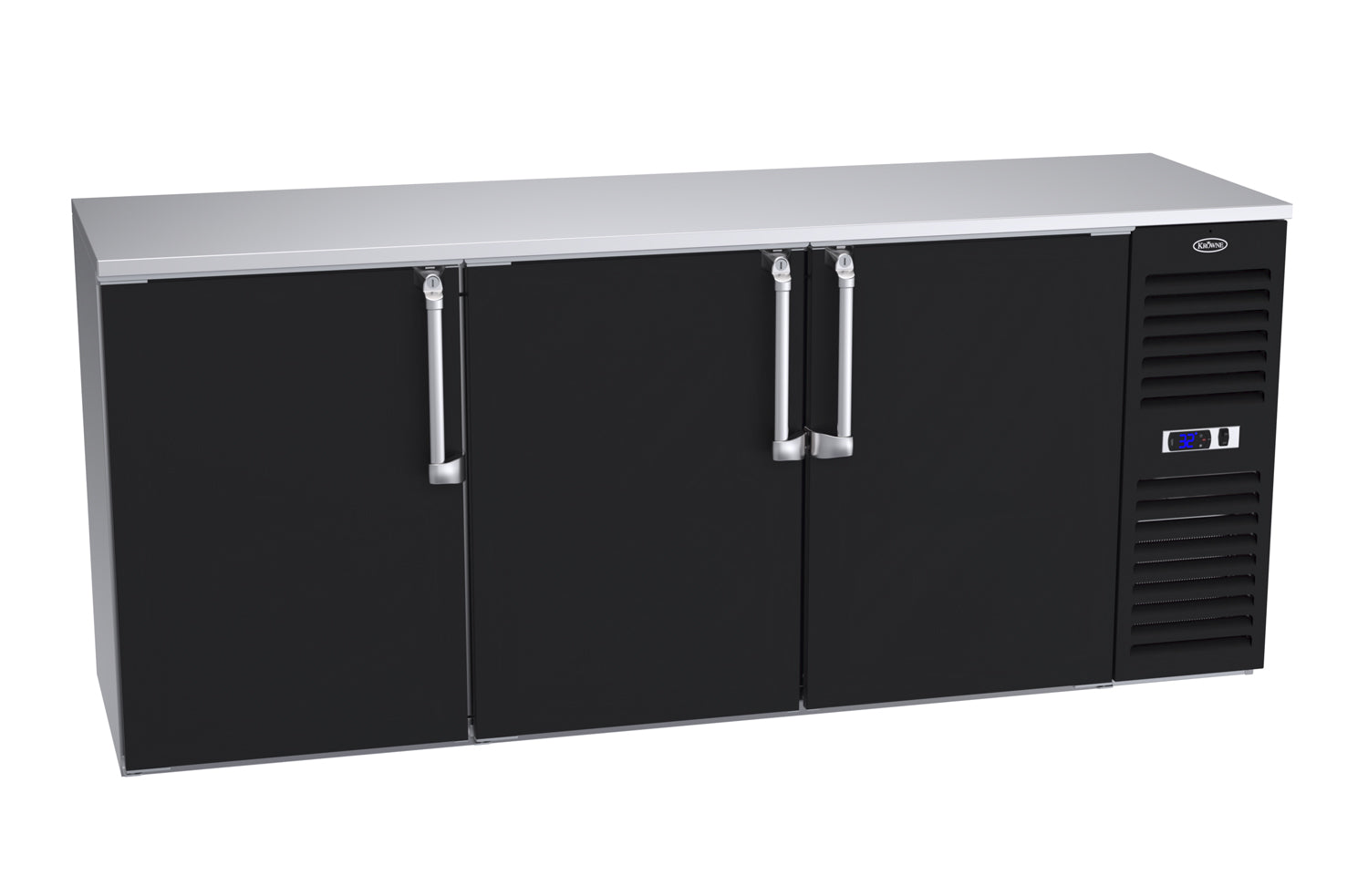 Krowne | 84" Wide Narrow 6 Door Self Contained Black Pass-Thru Back Bar