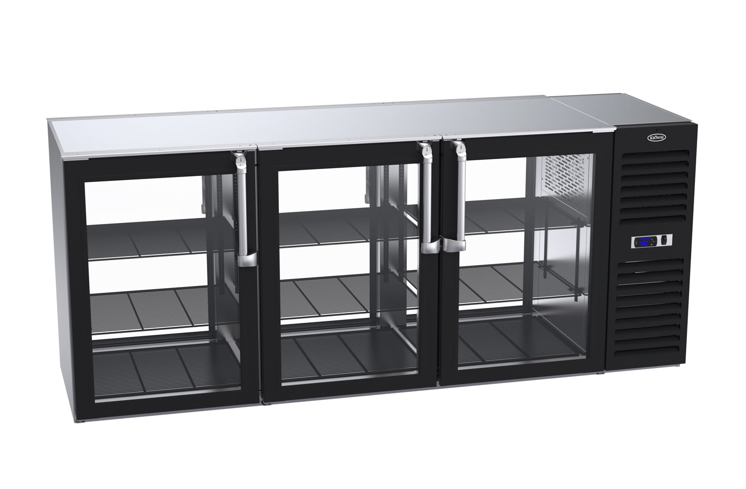 Krowne | 84" Wide 6 Glass Door Self Contained Black Pass-Thru Back Bar