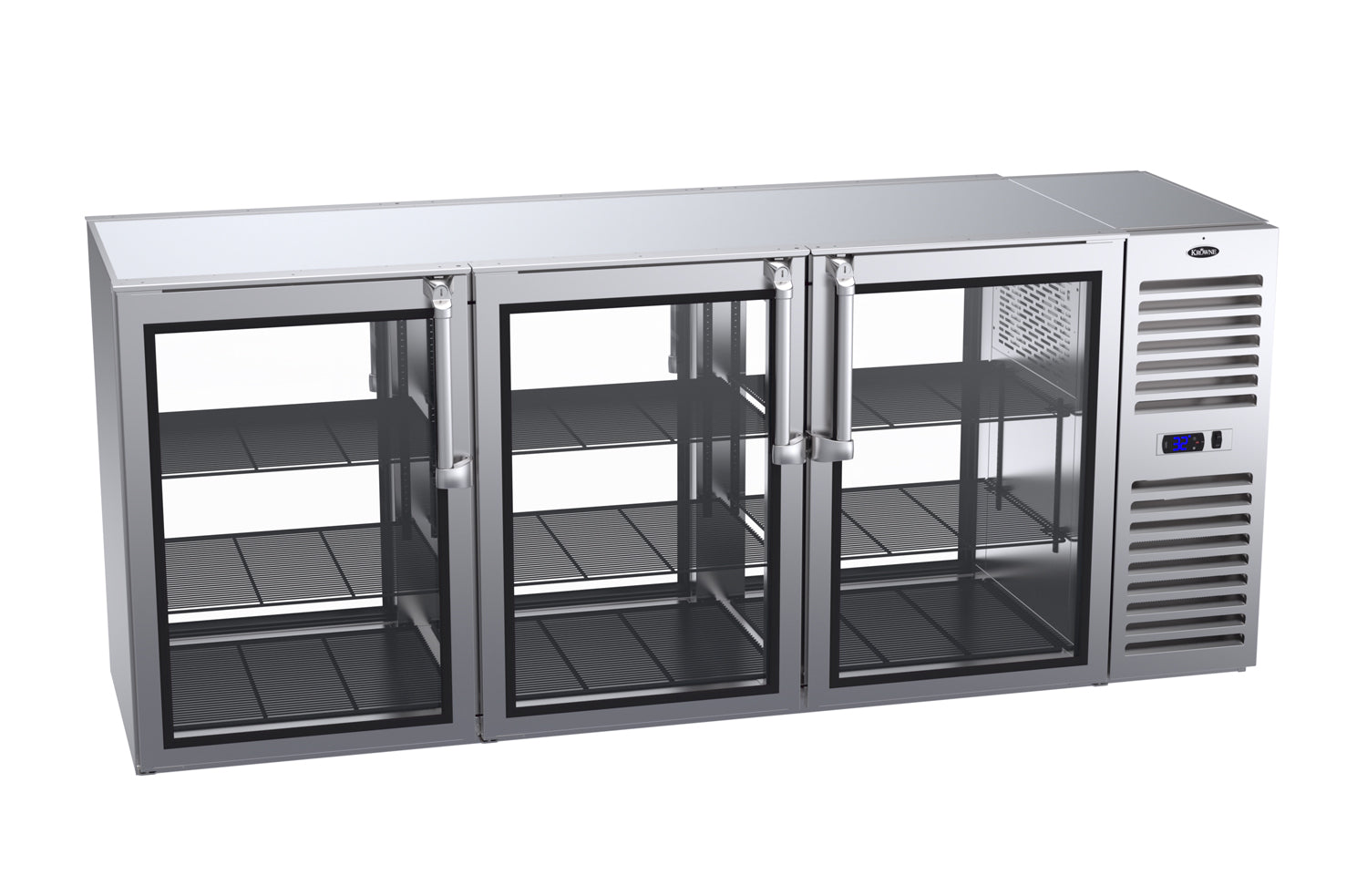 Krowne | 84" Wide 6 Glass Door Self Contained Stainless Steel Pass-Thru Back Bar