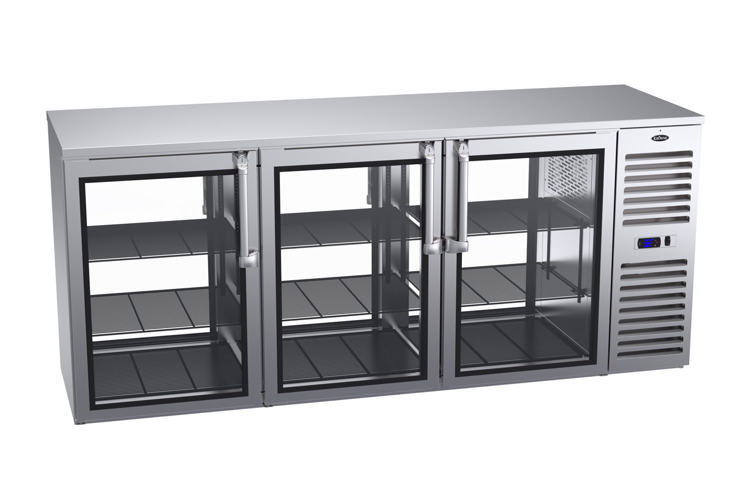 Krowne | 84" Wide 6 Glass Door Self Contained Stainless Steel Pass-Thru Back Bar