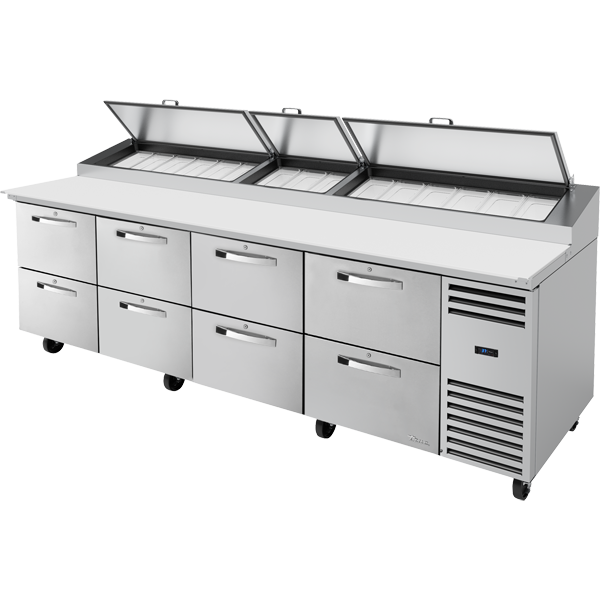 True TPP-AT-119D-8-HC~SPEC3 | 119" Wide 8 Drawer Pizza Prep Table