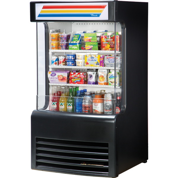 True TAC-14GS-LD | 30" Wide Open Air Black Merchandiser Refrigerator