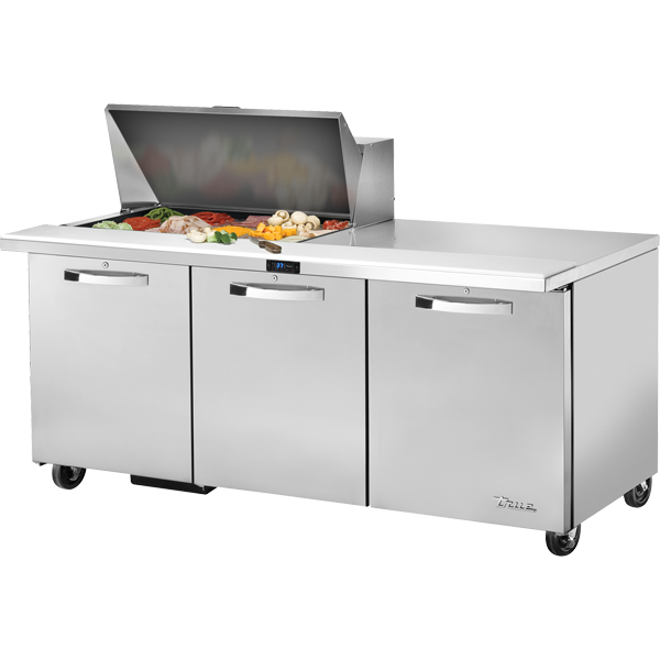 True TSSU-72-15M-B-HC~SPEC3 | 72" Wide 3 Door Mega Top Sandwich Prep Table