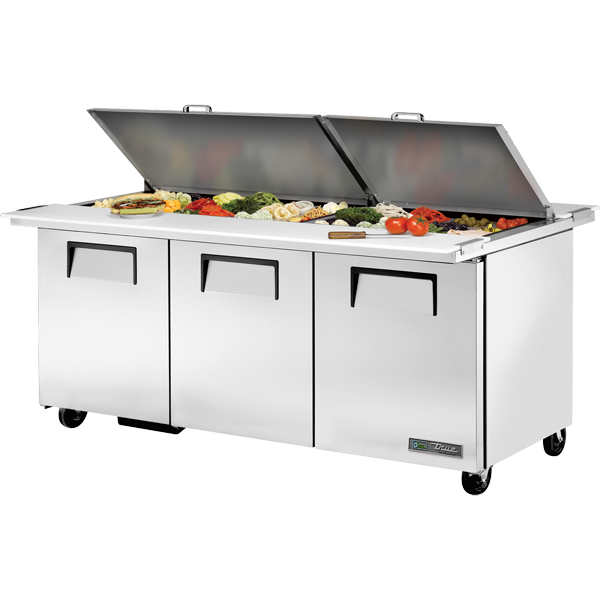 True TSSU-72-30M-B-DS-ST-HC | 72" Wide 3 Door Mega Top Sandwich Prep Table