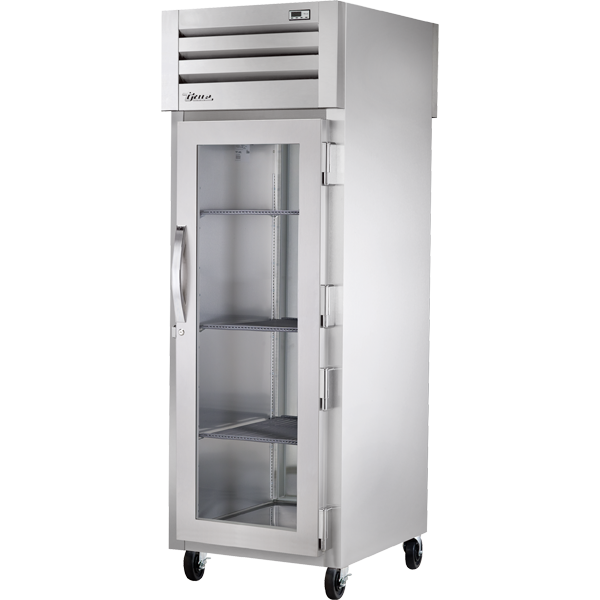 True STA1RPT-1G-1S-HC | 28" Wide 1 Glass 1 Solid Door Top Mount Pass-Thru Refrigerator