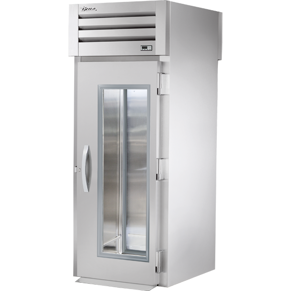 True STR1RRT-1G-1S | 35" Wide 1 Glass 1 Solid Door Top Mount Roll-Thru Refrigerator