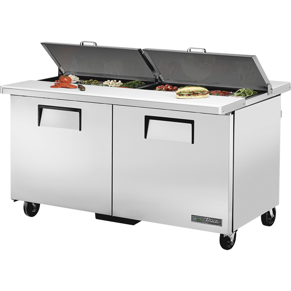 True TSSU-60-16-DS-ST-HC | 60" Wide 2 Door Dual Sided Sandwich Prep Table