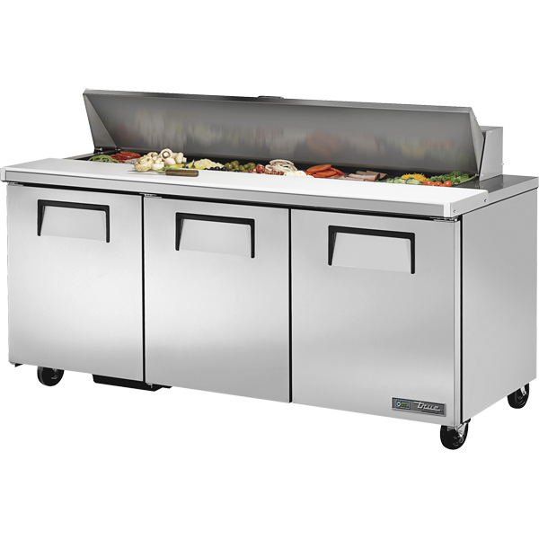 True | 72.38" Wide 3 Door Sandwich Prep Table