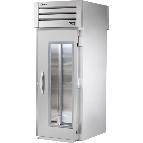 True STA1RRT-1G-1S | 35" Wide 1 Glass 1 Solid Door Top Mount Roll-Thru Refrigerator