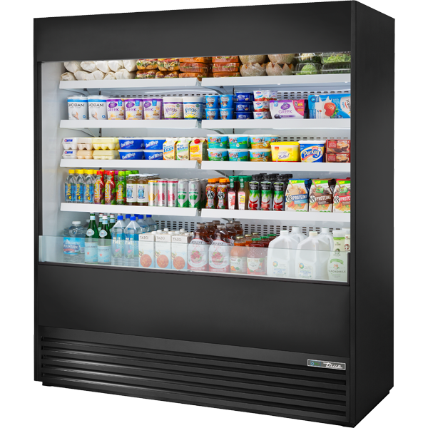 True TOAM-72-HC~NSL01 | 72" Wide Open Air Black Merchandiser Refrigerator