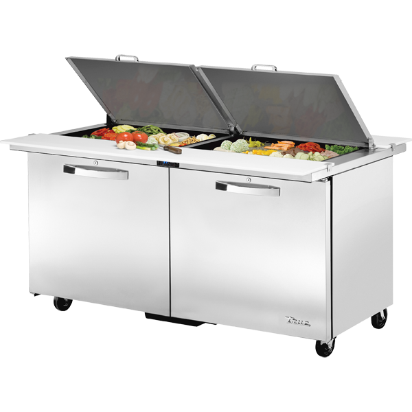 True TSSU-60-24M-B-DS-ST-HC~SPEC3 | 60" Wide 2 Door Mega Top Sandwich Prep Table