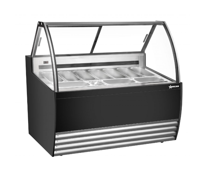 Omcan 49007 | 55" Wide Black Curved Glass Gelato Display Case