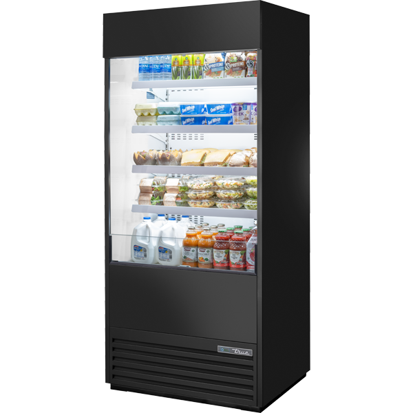 True TOAM-36-HC~NSL01 | 36" Wide Open Air Black Merchandiser Refrigerator