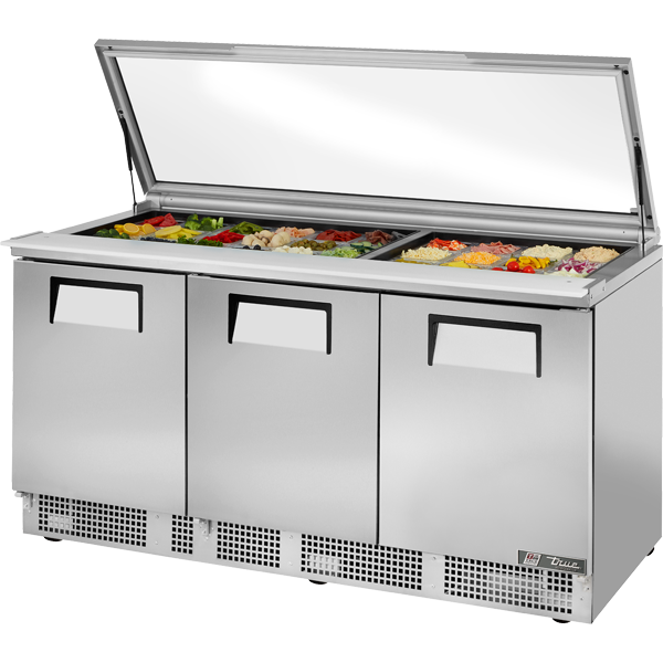 True TFP-72-30M-FGLID | 72" Wide 3 Door Sandwich/Pizza Prep Table