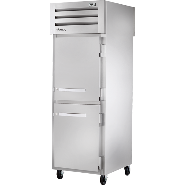 True STA1RPT-2HS-1G-HC | 28" Wide 2 Solid 1 Glass Door Top Mount Pass-Thru Refrigerator