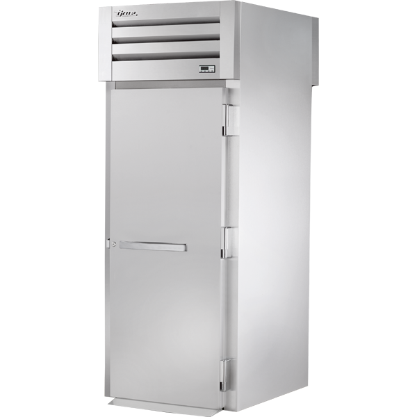 True STR1RRT-1S-1S | 35" Wide 2 Solid Door Top Mount Roll-Thru Refrigerator