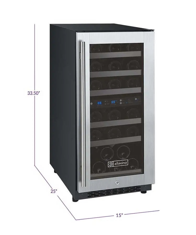 Allavino | 15" Wide Dual Zone FlexCount II Tru-Vino 30 Bottle Wine Cooler