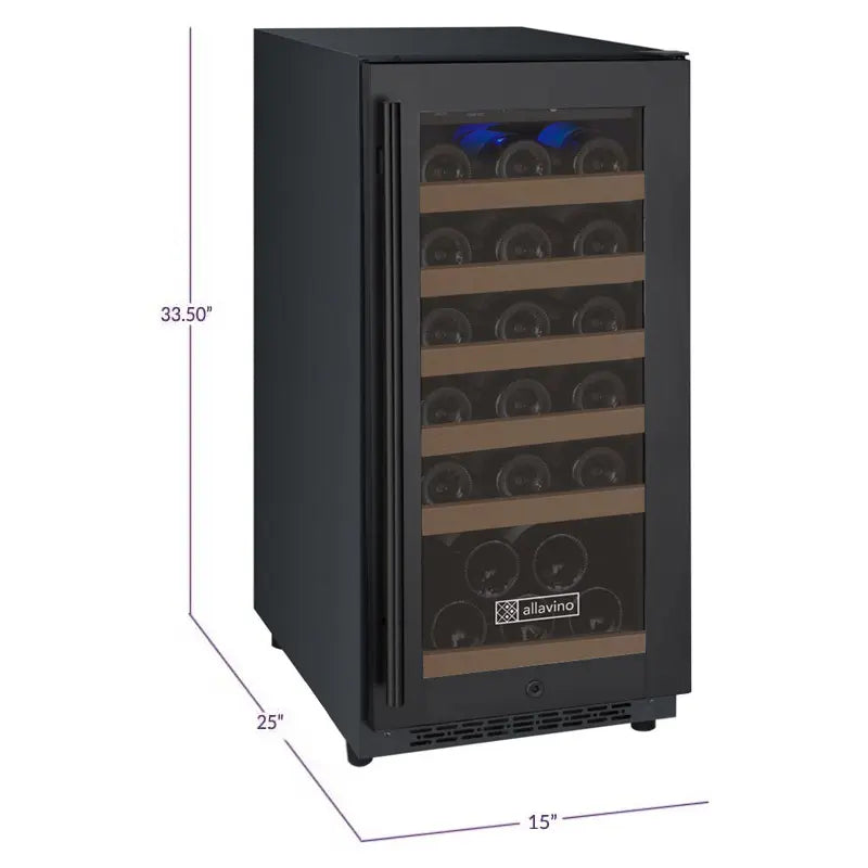 Allavino VSWR30-1BR20 | 15" Wide Single Zone Black FlexCount II Tru-Vino 30 Bottle Wine Fridge