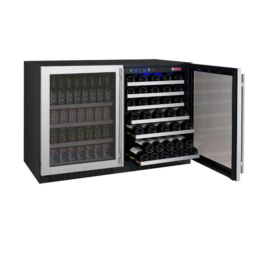 Allavino | 47" Wide Stainless Steel FlexCount II Tru-Vino 124 Can/56 Bottle Beverage & Wine Fridge