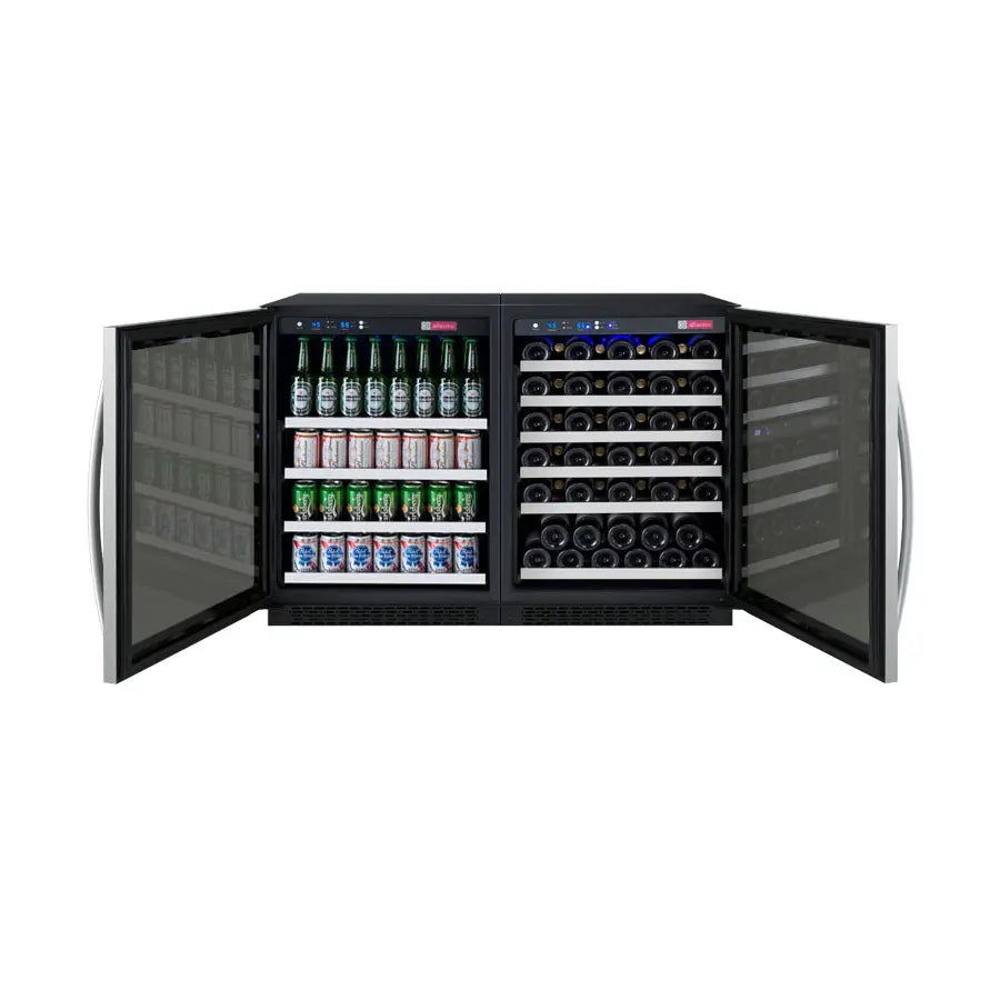 Allavino | 47" Wide Stainless Steel FlexCount II Tru-Vino 124 Can/56 Bottle Beverage & Wine Fridge