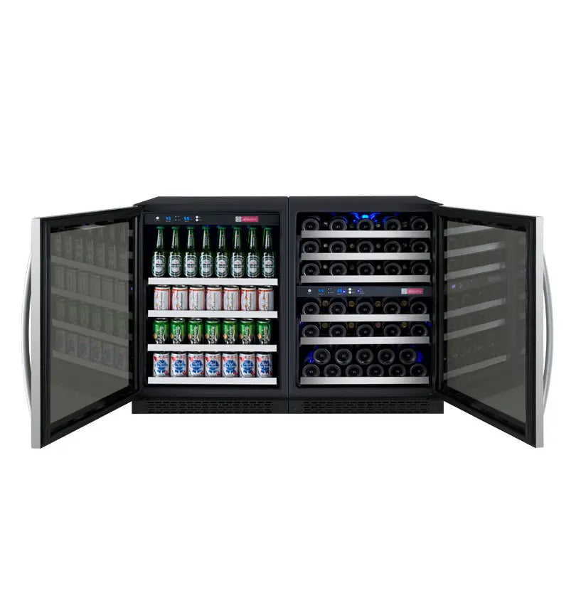 Allavino | 47" Wide Stainless Steel FlexCount II Tru-Vino 124 Can/56 Bottle Beverage & Wine Fridge