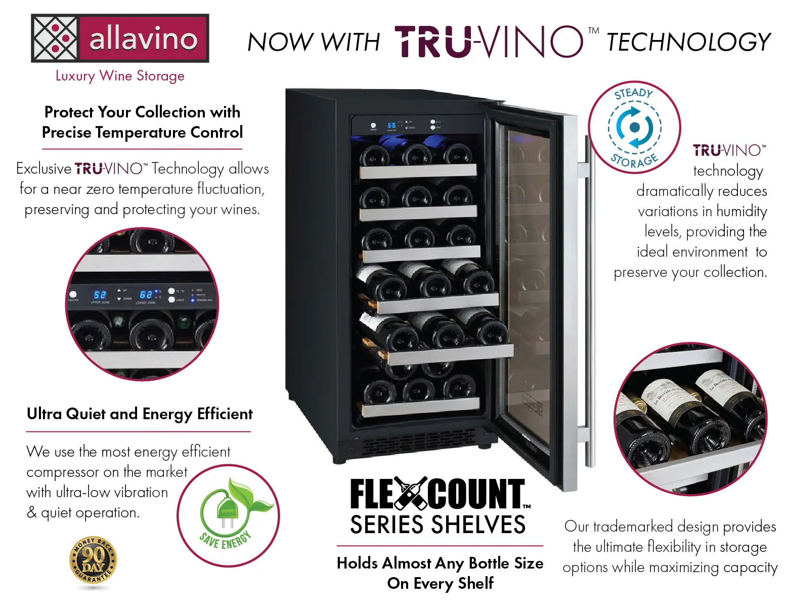 Allavino | 15" Wide Single Zone FlexCount II Tru-Vino 30 Bottle Wine Cooler