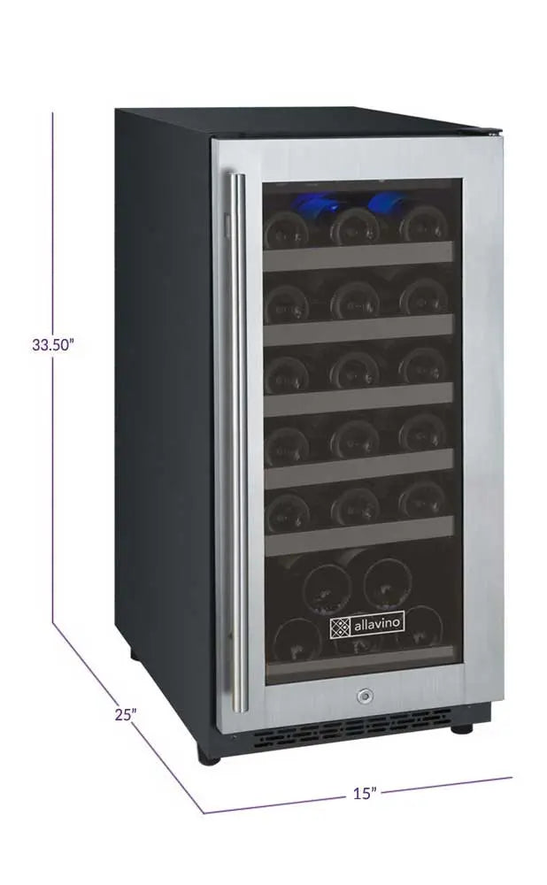 Allavino | 15" Wide Single Zone FlexCount II Tru-Vino 30 Bottle Wine Cooler