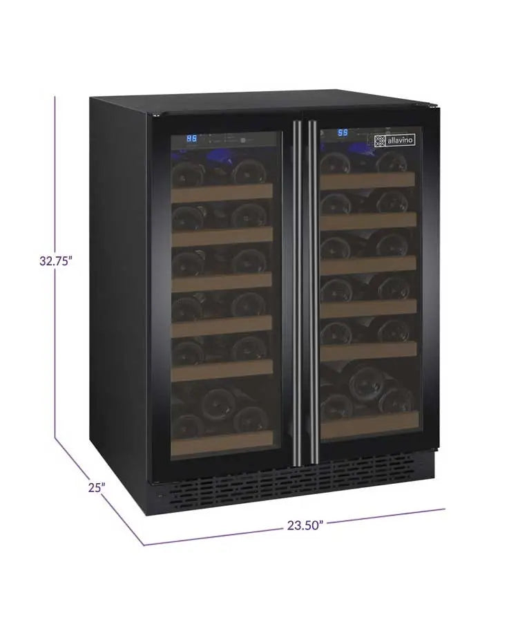 Allavino | 24" Wide Dual Zone French Door FlexCount II Tru-Vino 36 Bottle Wine Cooler