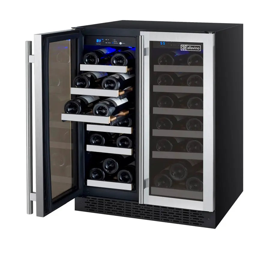 Allavino | 24" Wide Dual Zone French Door FlexCount II Tru-Vino 36 Bottle Wine Cooler