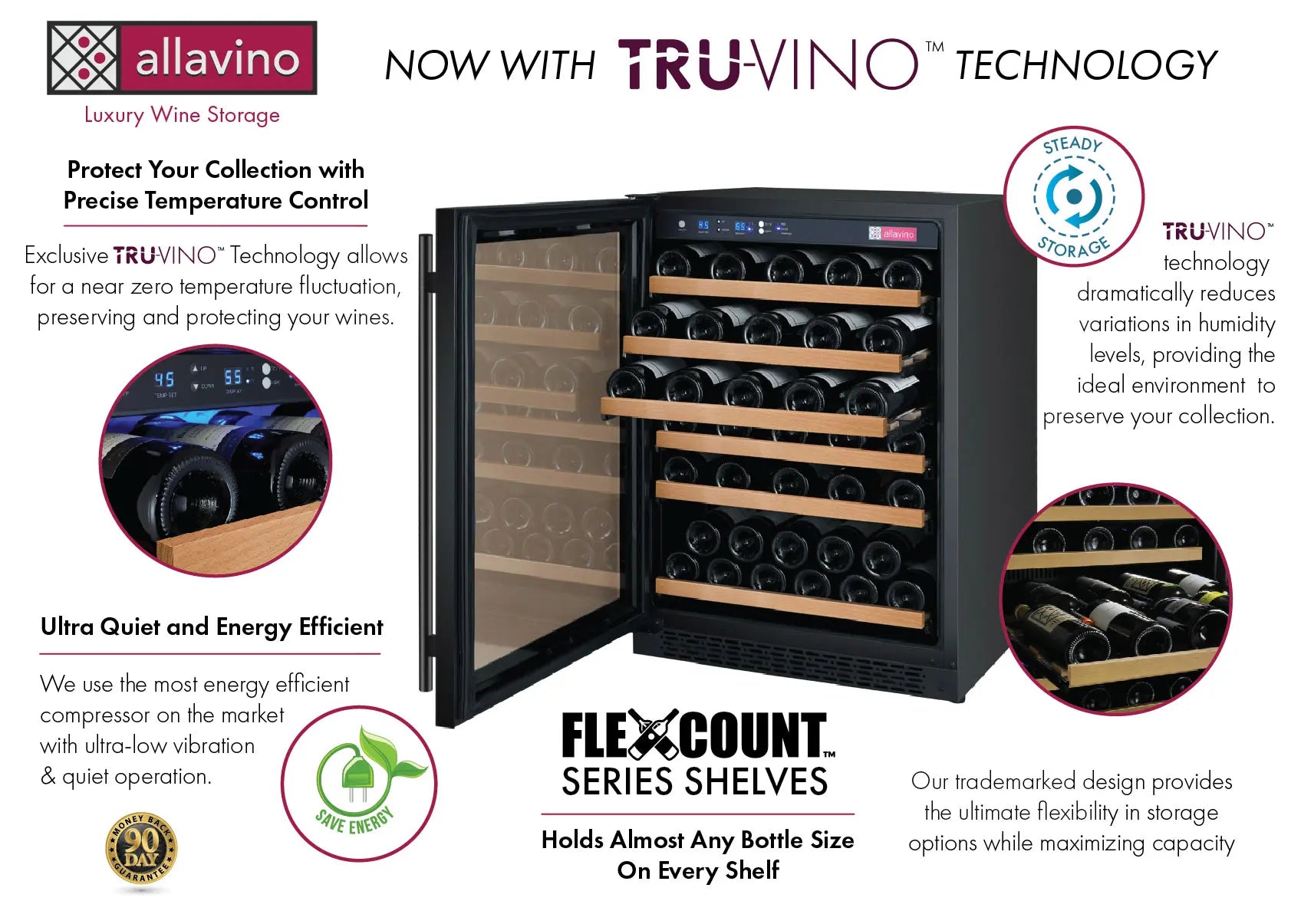 Allavino | 24" Wide Single Zone FlexCount II Tru-Vino 56 Bottle Wine Fridge