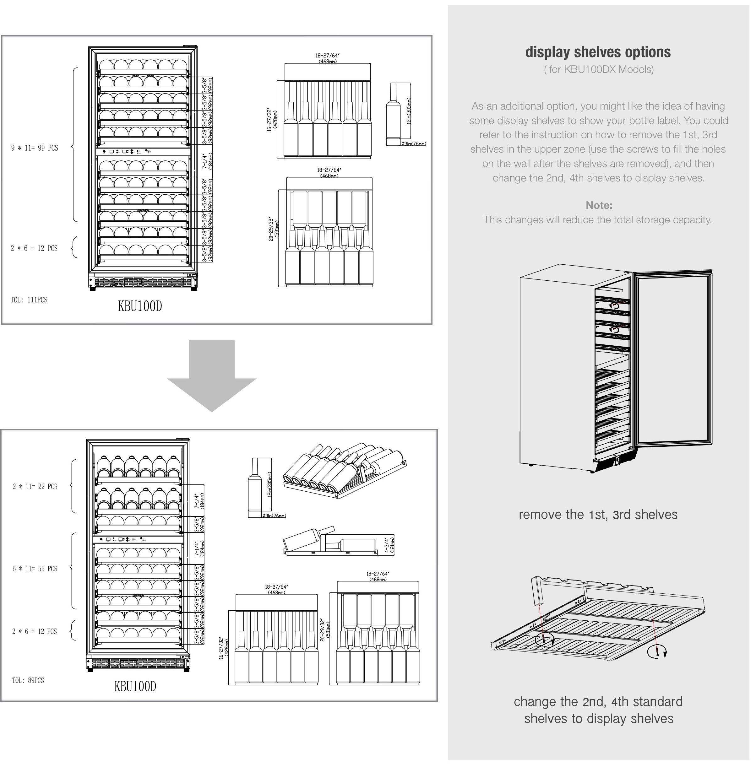 KingsBottle | 24" Wide Dual Zone 100 Bottle Wine Fridge