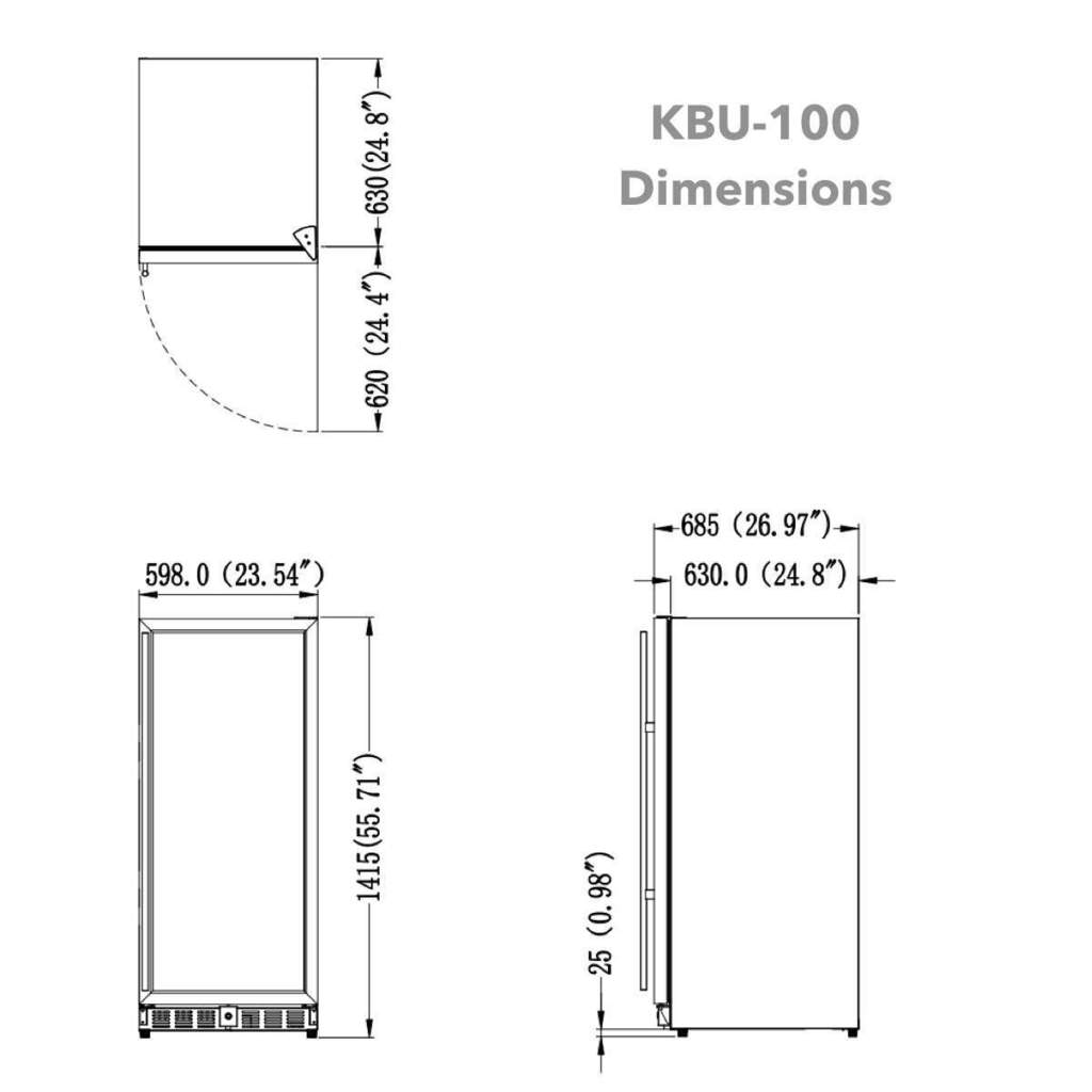 KingsBottle | 24" Wide Single Zone Borderless 100 Bottle Wine Refrigerator