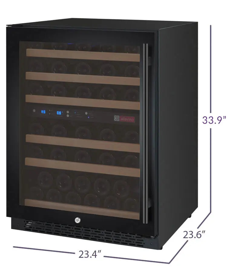 Allavino | 24" Wide Dual Zone Black FlexCount II Tru-Vino 56 Bottle Wine Cooler