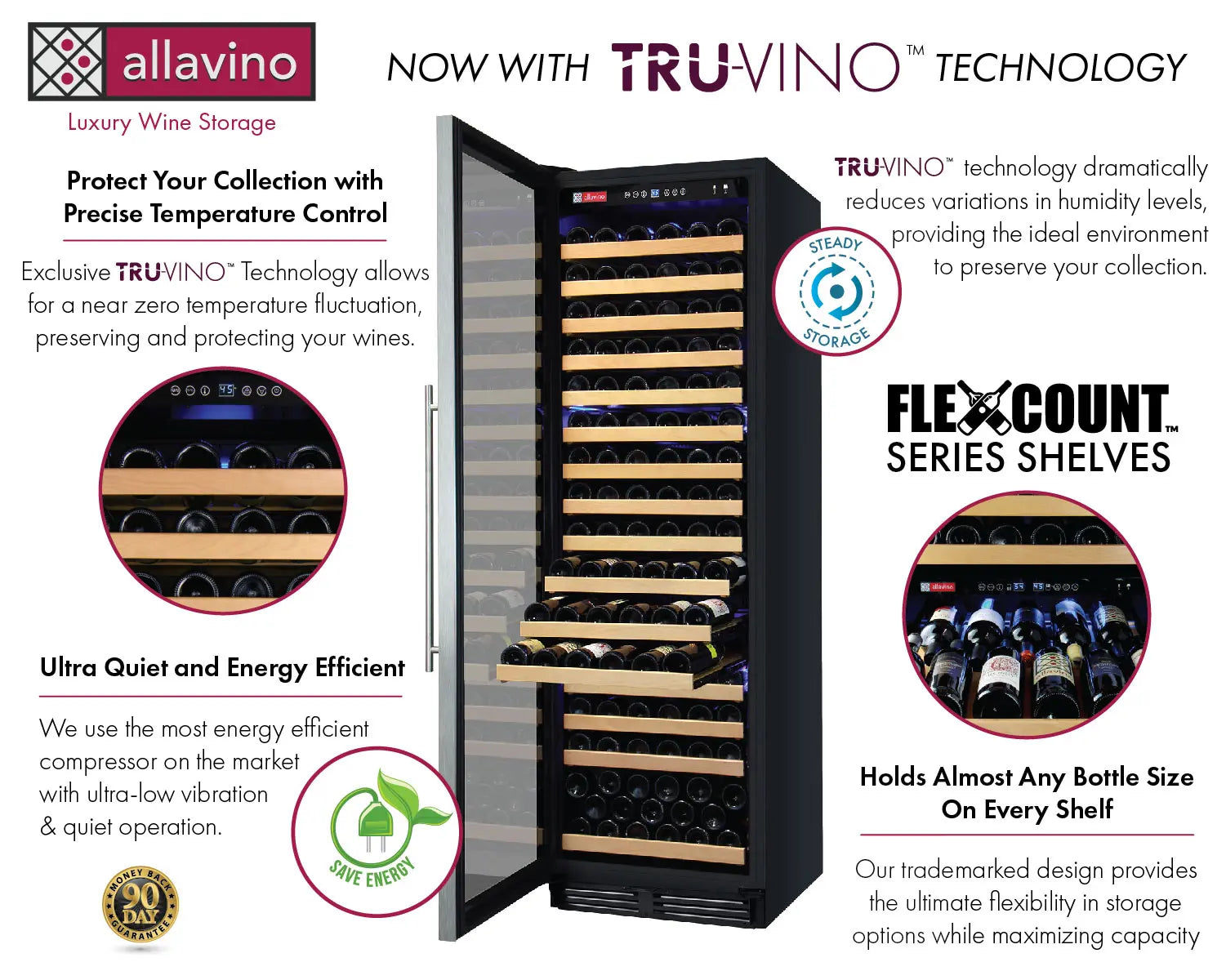 Allavino YHWR174-1SL20 | 24" Wide Single Zone FlexCount Classic II Tru-Vino 174 Bottle Wine Fridge