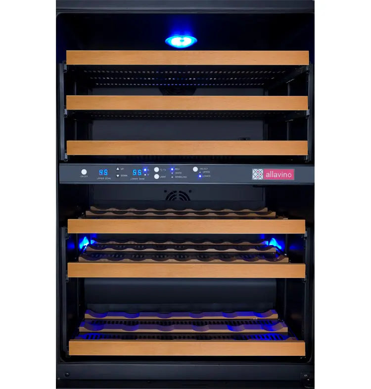 Allavino | 24" Wide Dual Zone Black FlexCount II Tru-Vino 56 Bottle Wine Cooler